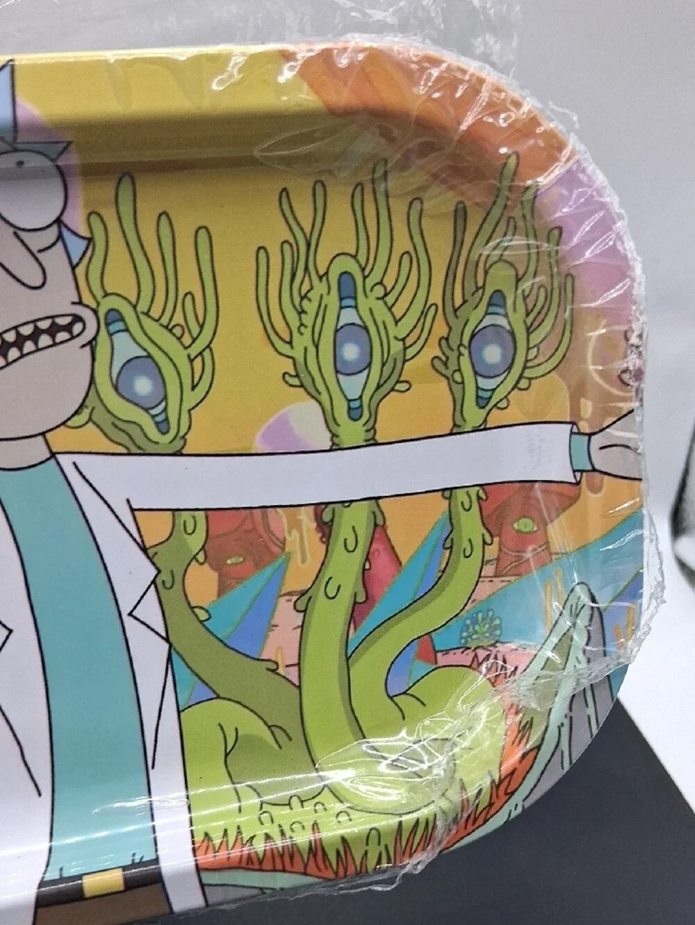 Rick and Morty Yellow Multicolor Party Metal Tray - Character Design